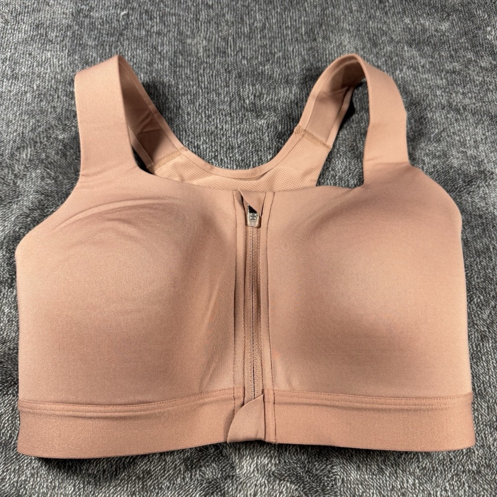 All In Motion Sports Bra 34C Blush Pink Padded Wireless Front Zip